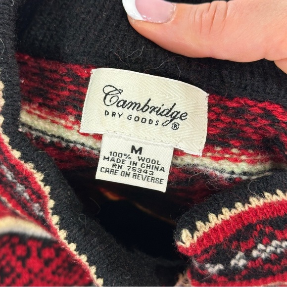Cambridge apres ski wool cardigan Nordic clasp sweater jacket M - Picture 9 of 12
